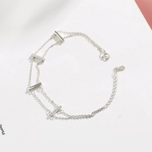 NEW 925 Sterling Silver Diamond Bar Bracelet - Picture 6 of 10